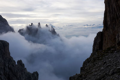 Low angle view of mountains against sky