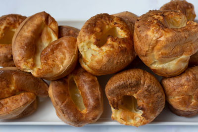 High angle view of bread in plate