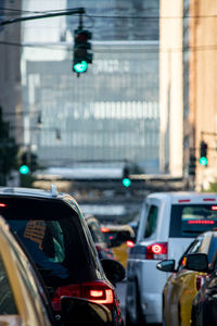 Traffic on road in city