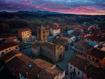 High angle view of buildings in santa eugenia de berga 