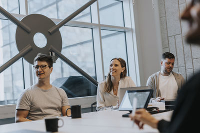 People talking during business meeting