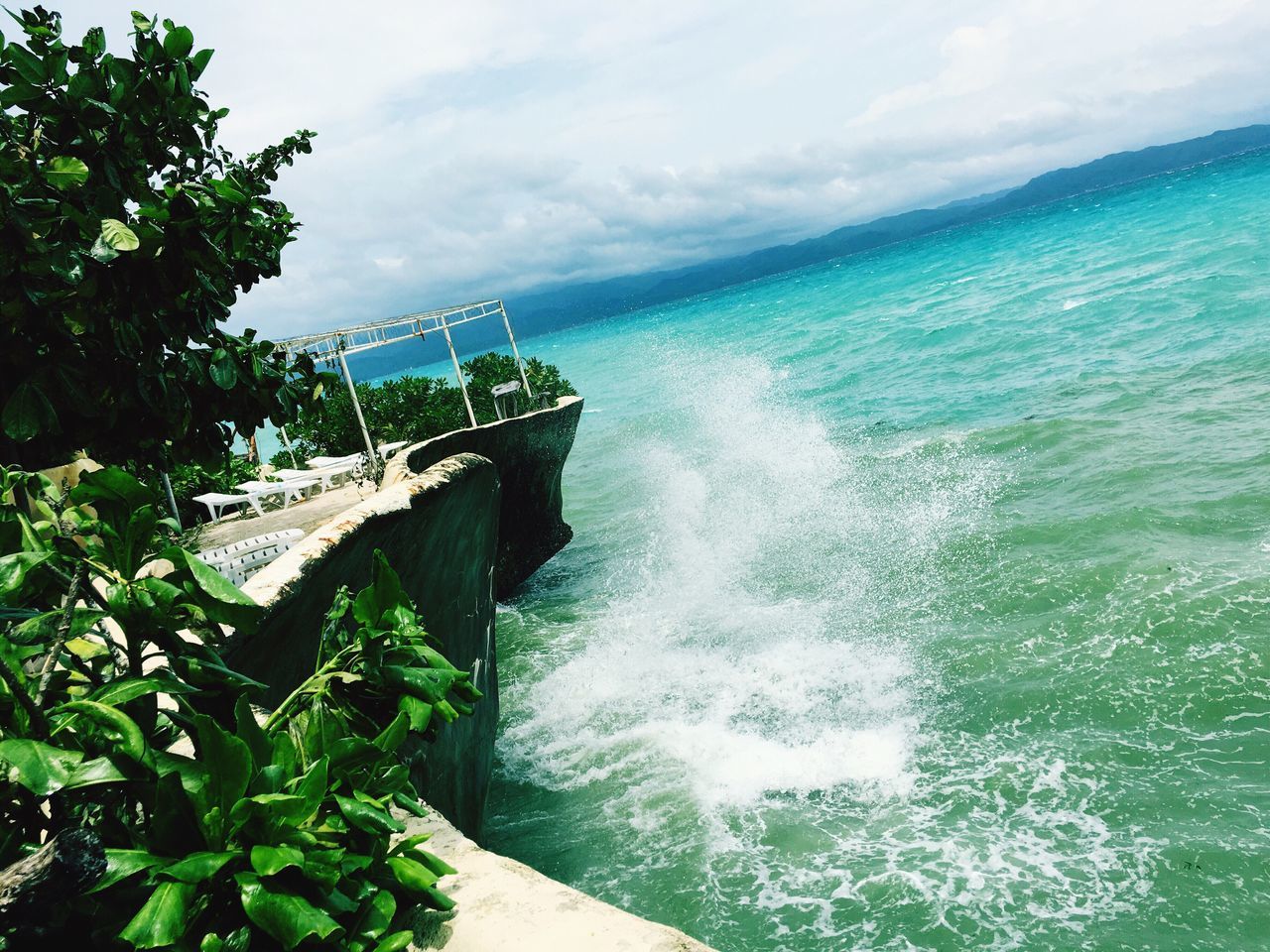 water, sea, sky, no people, beauty in nature, nature, day, outdoors, cloud - sky, wave, scenics, motion, tree