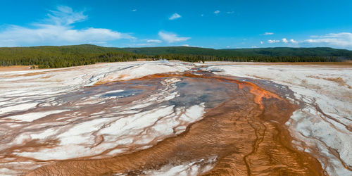 Upper geyser basin of yellowstone national park, wyoming, united states