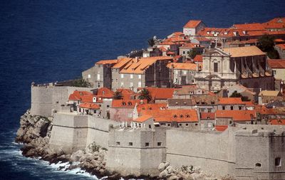 Walls of dubrovnik by adriatic sea