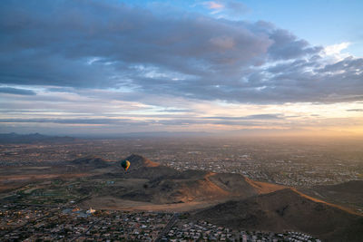 High angle view of cityscape against sky