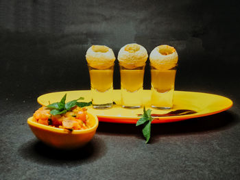 Close-up of drinks on table