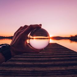Scenic view of sunset over river