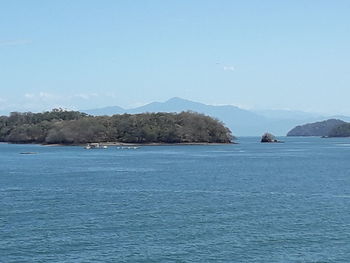 Scenic view of sea against clear sky