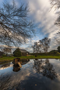 Scenic view of lake against sky
