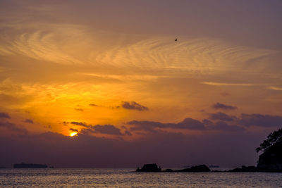 Scenic view of sea against sky during sunset