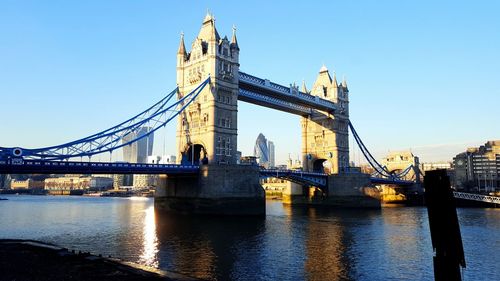 Suspension bridge over river