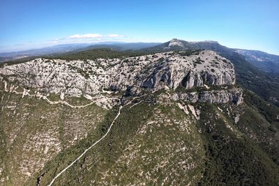 Scenic view of rocky mountains against sky