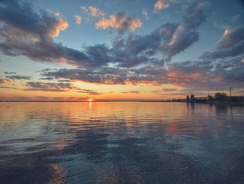 Scenic view of sea against sky during sunset