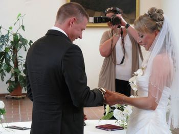 Wedding photographer and couple