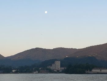 Scenic view of river and mountains