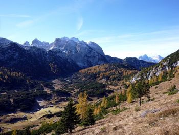 Scenic view of mountains against sky