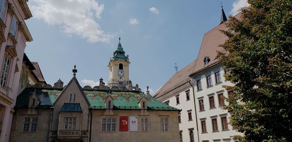 Low angle view of buildings against sky