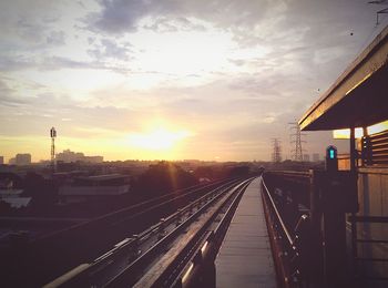 Railroad track at sunset