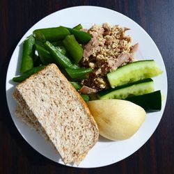 High angle view of breakfast served on plate