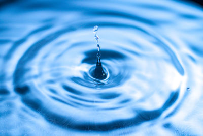 High angle view of drop falling on water