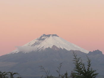 Scenic view of snowcapped mountain against sky during winter