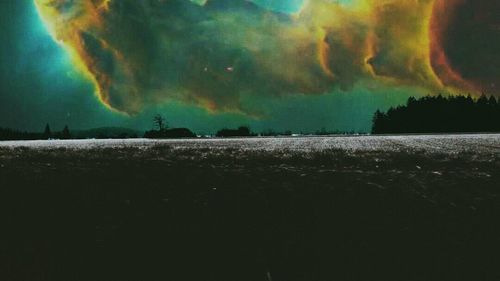 Scenic view of landscape against blue sky