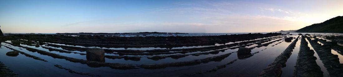 Panoramic view of sea against sky during winter