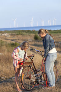 Girls cycling, oland, sweden