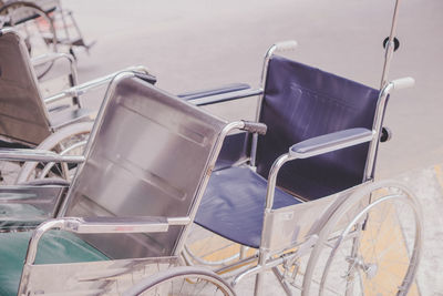 High angle view of empty chairs