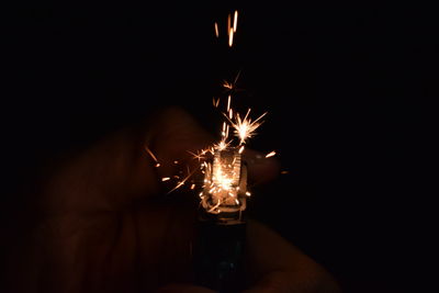 Close-up of fire crackers in the dark