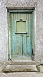 Closed door of building