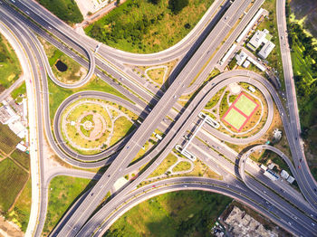 Directly above shot of highways in city