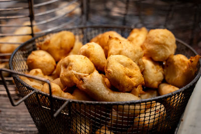 Close-up of breads in basket