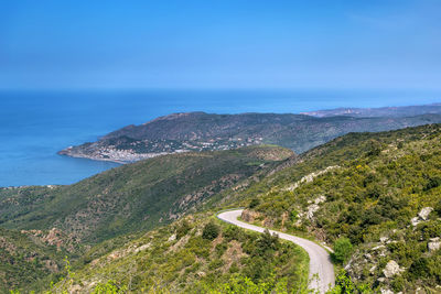 Landscape with mountain range serra de rodes and sea, spain