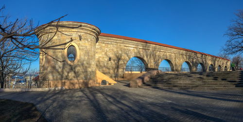 Quarantine arch. historical ruins of the khadjibey fortress in odessa, ukraine, on a  winter day