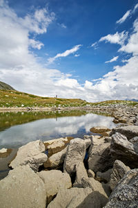 Scenic view of lake against sky