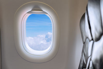 View of through airplane window