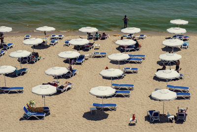 High angle view of people on beach