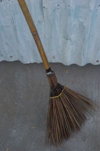 High angle view of paintbrushes on wall