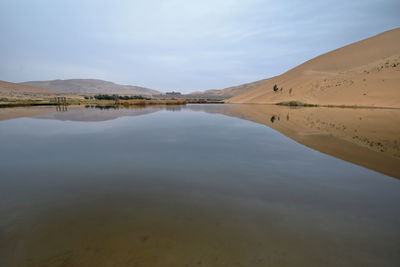 1042 reflections on lake badain east- badain jaran section of the gobi desert. inner mongolia-china.