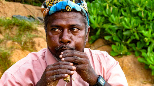 Close-up portrait of a man