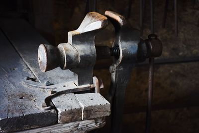 Close-up of rusty wheel