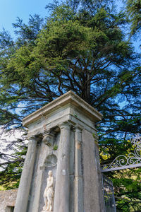 Low angle view of statue against sky