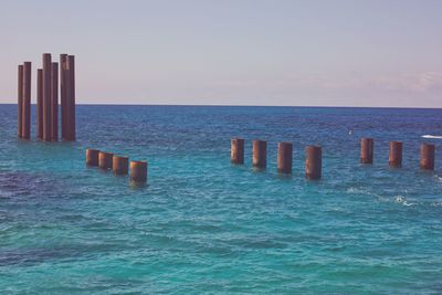 Scenic view of sea against clear sky