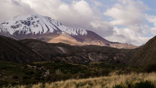 Scenic view of mountains against sky