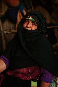 Portrait of a smiling woman in winter