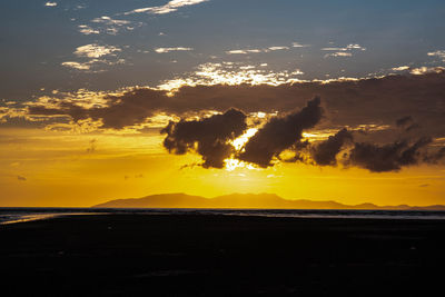 Scenic view of silhouette landscape against sky during sunset