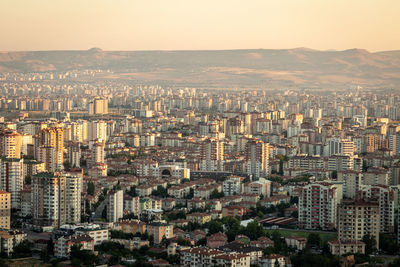 High angle view of buildings in city