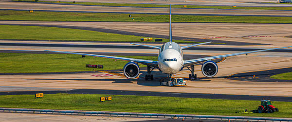 Airplane at airport runway