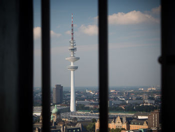 Communications tower against sky